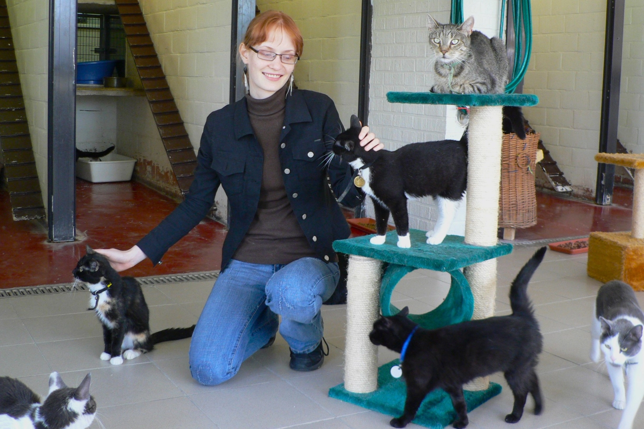 Svitlana Lukicheva in an animal shelter